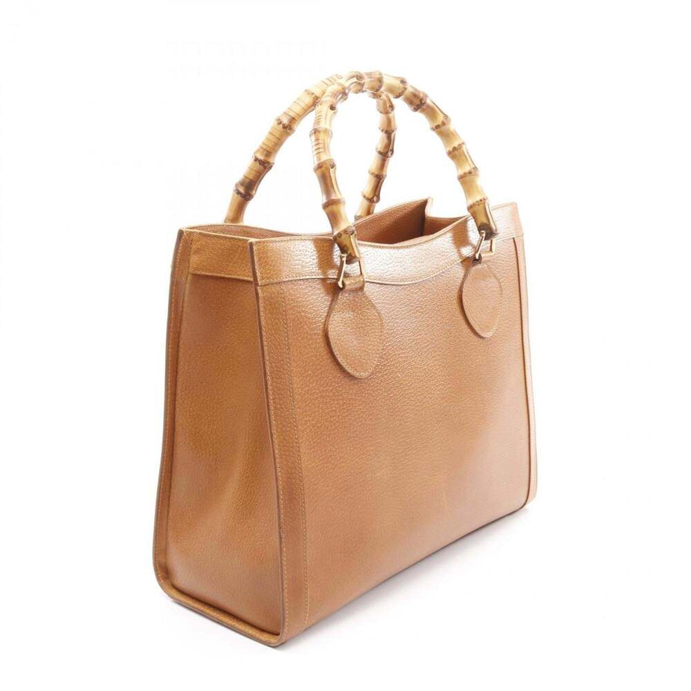 GUCCI Authentic Brown Leather Bamboo Tote Bag - Picture 2 of 9